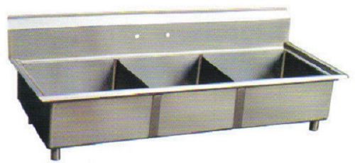 Stainless steel 59&#034; x 30&#034; 3 three compartment sink nsf for sale