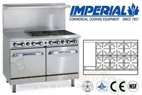 Imperial commercial restaurant range 48&#034; w/ 12&#034; griddle nat gas ir-6-g12 for sale