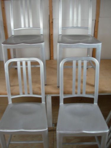 Emeco aluminum &#034;navy style&#034; ~ v.good condition / set 4 w/label &amp; impression for sale