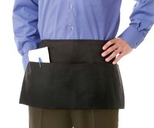 1 NEW BLACK 3 POCKET SPUN POLY RESTAURANT WAITER SERVER BARISTA WAIST APRON