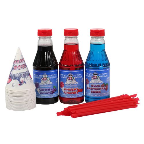 3 Flavor Party Pack Snow Cone &amp; Shaved Ice Syrup -Pint Great Northern Popcorn