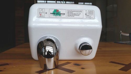 WORLD DRYER HAND DRYER MODEL A4 WHITE CAST IRON PUSH BUTTON 208V 230V 10A