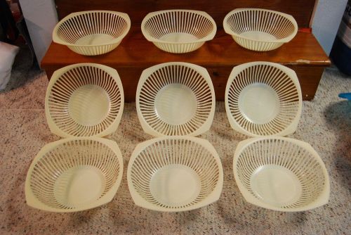 Lot 9 pcs Fast Food Baskets Serving Basket Plastic Cream Color Round