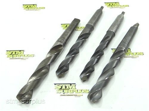 LOT OF 4 HSS 3MT HEAVY DUTY TWIST DRILLS 55/64&#034; TO 1-3/64&#034; MORSE STANDARD