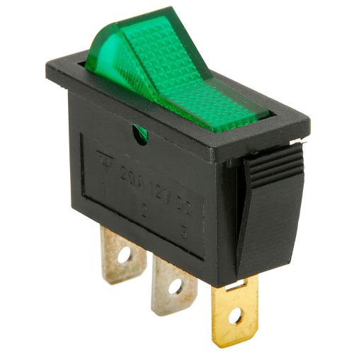 Spst large rocker switch w/green illumination 12vdc 060-698 for sale