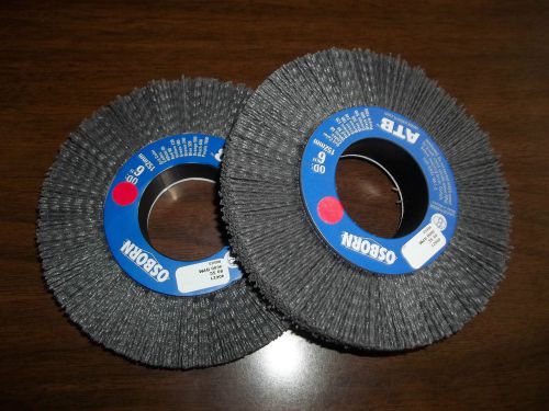 (2) Osborn 40621 Crimped Wheel Brushes 6&#034; x 1&#034; Nylon 2&#034; Arbor 80 Grit NEW