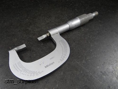 MITUTOYO MODEL 122-125 0&#034; TO 1&#034; BLADE MICROMETER .0001&#034; GRADS