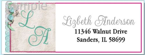 BLUE PASTEL BACKGROUND &amp; MONOGRAM #65 LASER RETURN ADDRESS LABELS