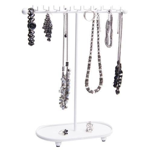 Necklace holder organizer display stand storage rack jewelry tree - white for sale