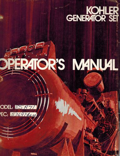 KOHLER VINTAGE 85R71 SPEC No 57697-AG24  POWER PLANTS OPERATOR&#039;S  MANUAL