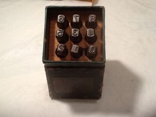 Vintage Steel Number Punch Die Stamp Set  3/8 With Original Box