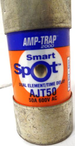 AJT50  Class J dual-element time delay fuse, 600VAC, 50A