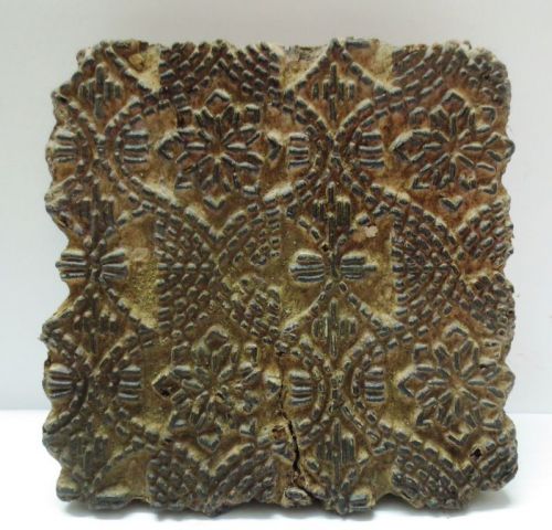 WOOD HAND CARVED TEXTILE PRINTING ON FABRIC BLOCK STAMP VINTAGE PRINT DESIGN 02