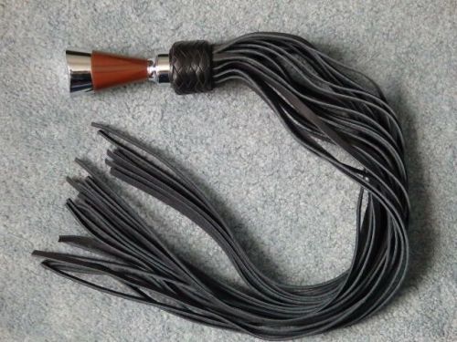 KNOB Leather Flogger Whip METAL &amp; WOOD HANDLE - Horse Training Florentine Tool