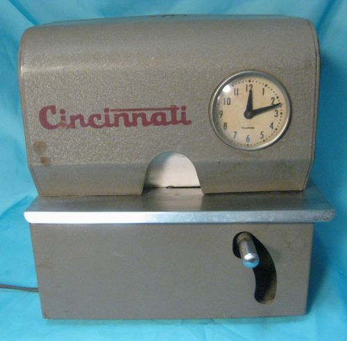 VINTAGE CINCINNATI EMPLOYEE TIME CLOCK PUNCH STAMP RECORDER - WORKS!