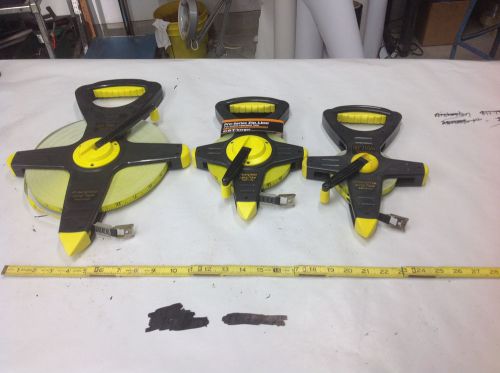 (3) CST/berger  Fiberglass Zipline Open Reel Tape Measure 300/100/50 ft/metric