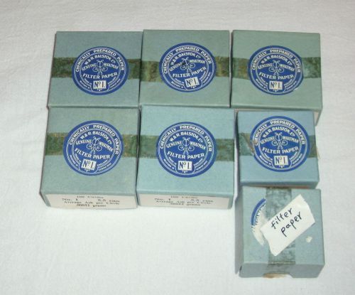 Vintage genuine whatman filter paper. no. 1. 5.5cm &amp; 4.25cm. lot of 7 boxes. for sale