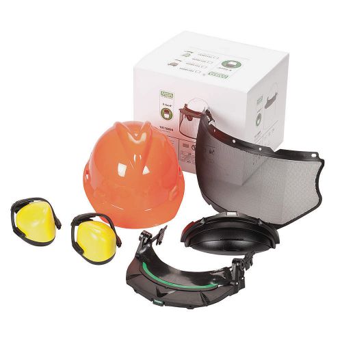 Hard hat w/faceshield brckt, fbrim, orange 10118694 for sale