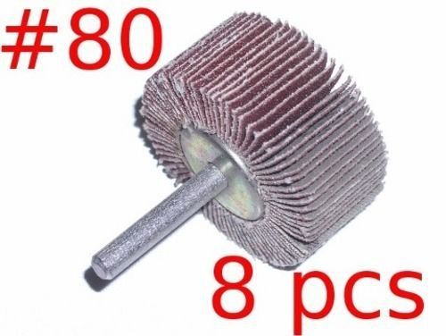 Mounted Flap Wheels 2&#034;x 1&#034; x1/4&#034; mandrel #80 grit 8pcs