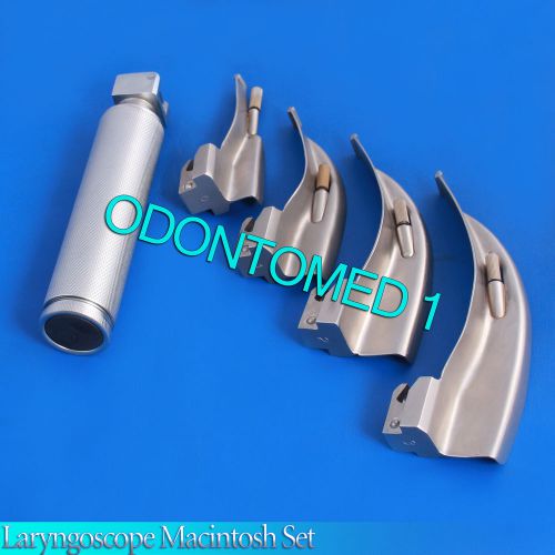 LARYNGOSCOPE MEDIUM HANDLE C + 4 MACINTOSH BLADE #0+1+ 2+3 ENT ANESTHESIA SET