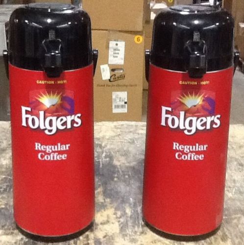 SET OF 2 RED REGULAR FOLGERS 2.2 LITER COFFEE AIRPOTS