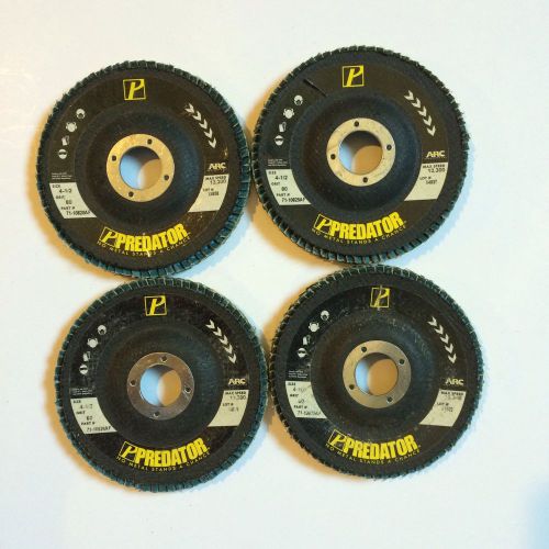 FOUR - Arc Abrasives 71-10828AF Predator - 4 1/2&#034; - Type 29 Flap Discs 80 Grit