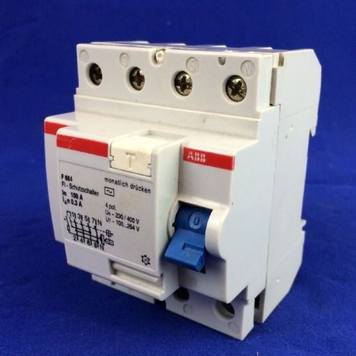 ABB F664 4-POLE RESIDUAL CURRENT CIRCUIT BREAKER 100A 30mA SENSITIVITY