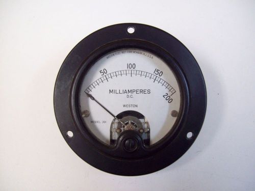 WESTON I898 MILLIAMPERES D.C. 0-200 METER 301 - USED - FREE SHIPPING