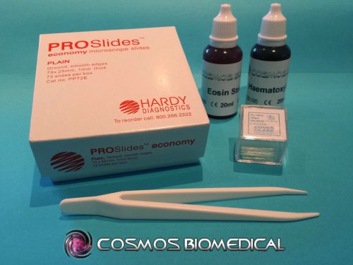 Microscope Slide Kit - Starter Stains - (Slides, Coverslips, Stains, Forceps)