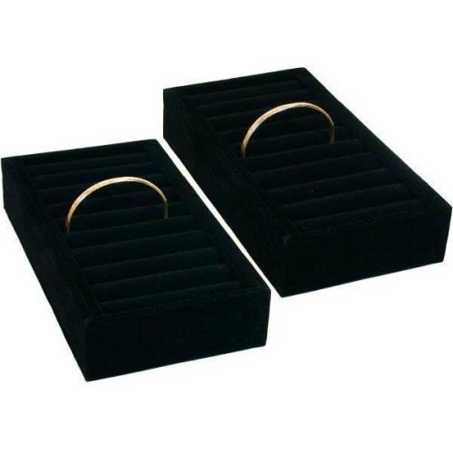 2 black velvet bangle bracelet displays for sale