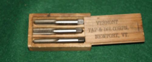 VINTAGE VERMONT TAP &amp; DIE CORP NEWPORT, VT  Set of Three 3/8&#034; Tap &amp; Dies