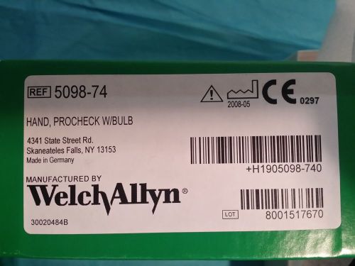 Welch Allyn Hand, Procheck w/bulb Ref 5098-74