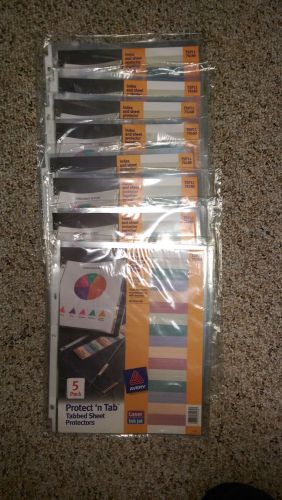 LOT 8x New Avery Protect &#039;n Tab Tabbed Sheet Protectors 5-Tab Pack (74160) TSP11