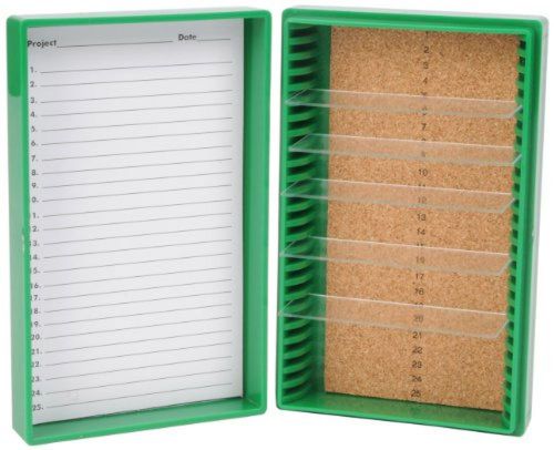 Heathrow Scientific HD15994B Green Cork Lined 100 Place Microscope Slide Box, x