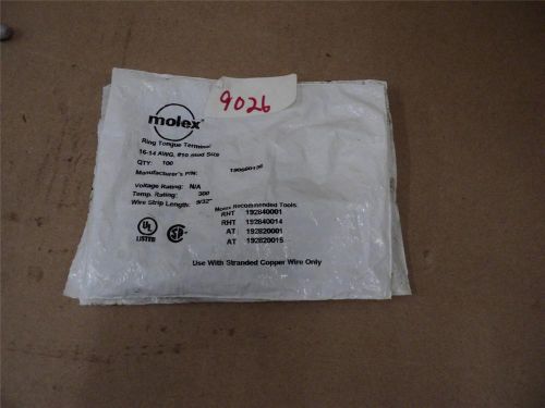 (300) new molex ring tongue terminals 16-14 awg  #10 stud size    190560136 for sale