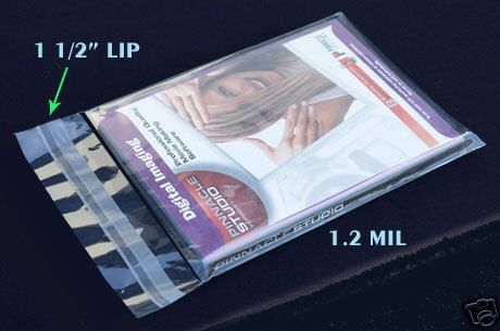 1000 6x8-1/4 Resealable Cello BOPP DVD Fit Bags 1.2 Mil Self Seal Crystal Clear
