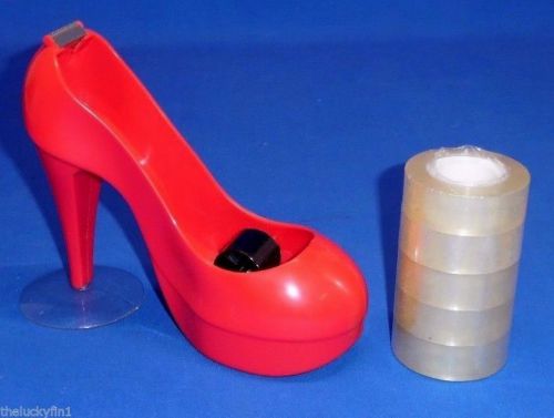 Red High Heel Shaped Desk Home Office Tape Dispenser w/ 4 Rolls of Tape A152