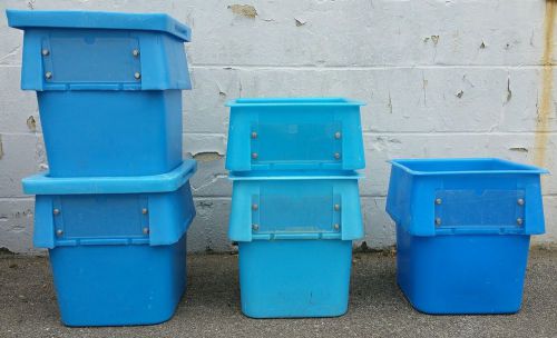 Heavy Duty Plastic Stacking Nesting Bins &amp; Lids 12.5x12.5x14