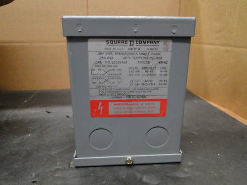 Square D Dry Type Transformer Single Phase 250SV43F