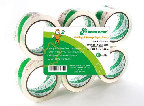 Polar Bear Crystal Clear Mailing &amp; Storage Tape 1.89&#034; X 55 Yards 2.6 Mil 3&#034; C...