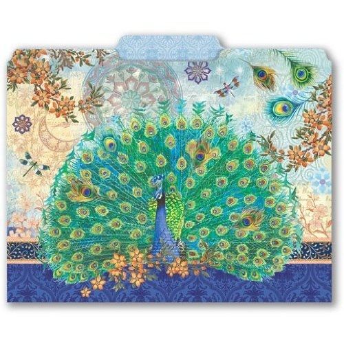 Punch Studio Decorative 10 Letter Size File Folders - Royal Peacocks