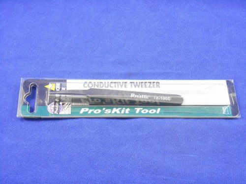 NEW Pro&#039;sKit Conductive Tweezer, Round Tip, TZ-100C, 900-265 - Expedited Ship