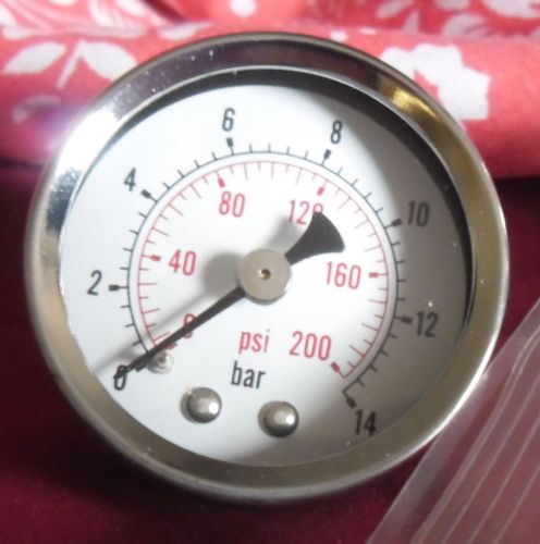 1/4&#034; NPT Heavy Duty Pressure Gauge 0-200 PSI Back Mount 1.5&#034; Face