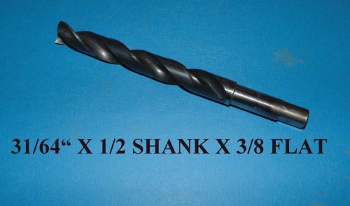 Milling drill 31/64&#034; x  1/2&#034; shank 3/8&#034; flat x 6.25&#034; long drill bit high speed for sale