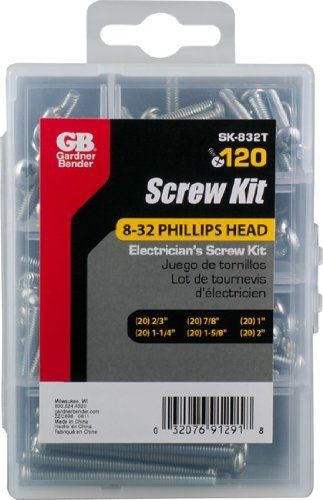 Gardner Bender SK-832WP 8-32 Round Head Electricians Screw Kit