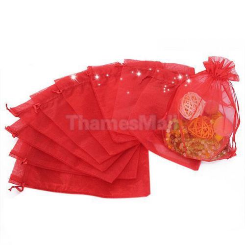 10pcs Red Organza Bag Gift Bags Jewelry Pouch Party Xmas Wedding Favor Portable