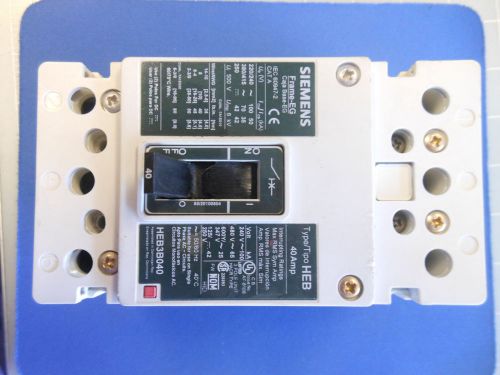 SIEMENS HEB3B040  40 AMP 480 VOLT 3 POLE 65K AIC CIRCUIT BREAKER