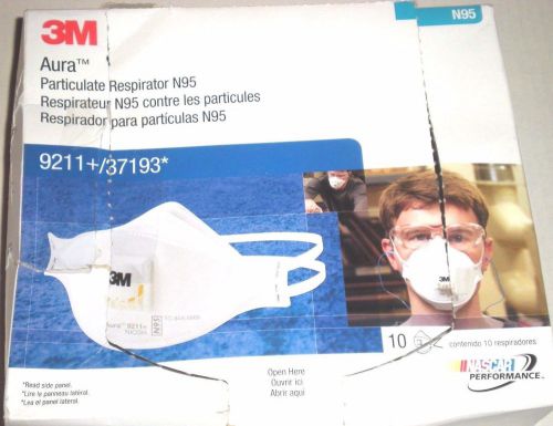 3m aura particulate respirator n95 soft foam nose 10/box - white 9211+ for sale
