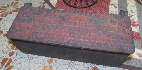 RARE! ANTIQUE Civil War Era CAST IRON Tractor Tool Box CAYUGA CHIEF No 4 Maine