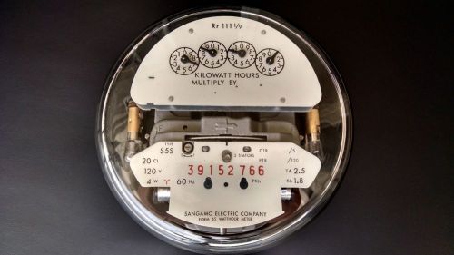 SANGAMO S5S 2 STATOR KILOWATT HOUR METER FM 65 20 CL 120V 4W CTR /5 PTR /120